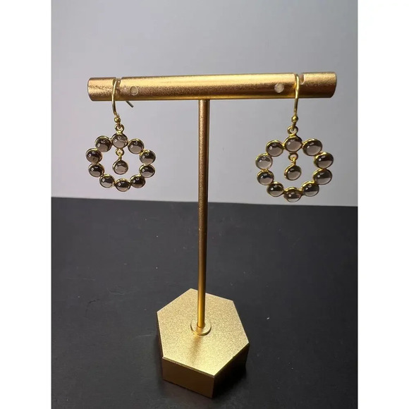 Smoky quartz drop earrings in gold over sterling silver - Picture 2 of 11